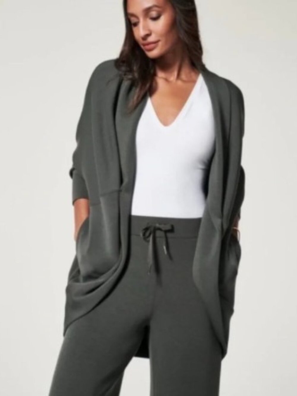 SPANX Brand Women's size M/L AirEssentials Cardigan Wrap Cocoon Dark Palm Green